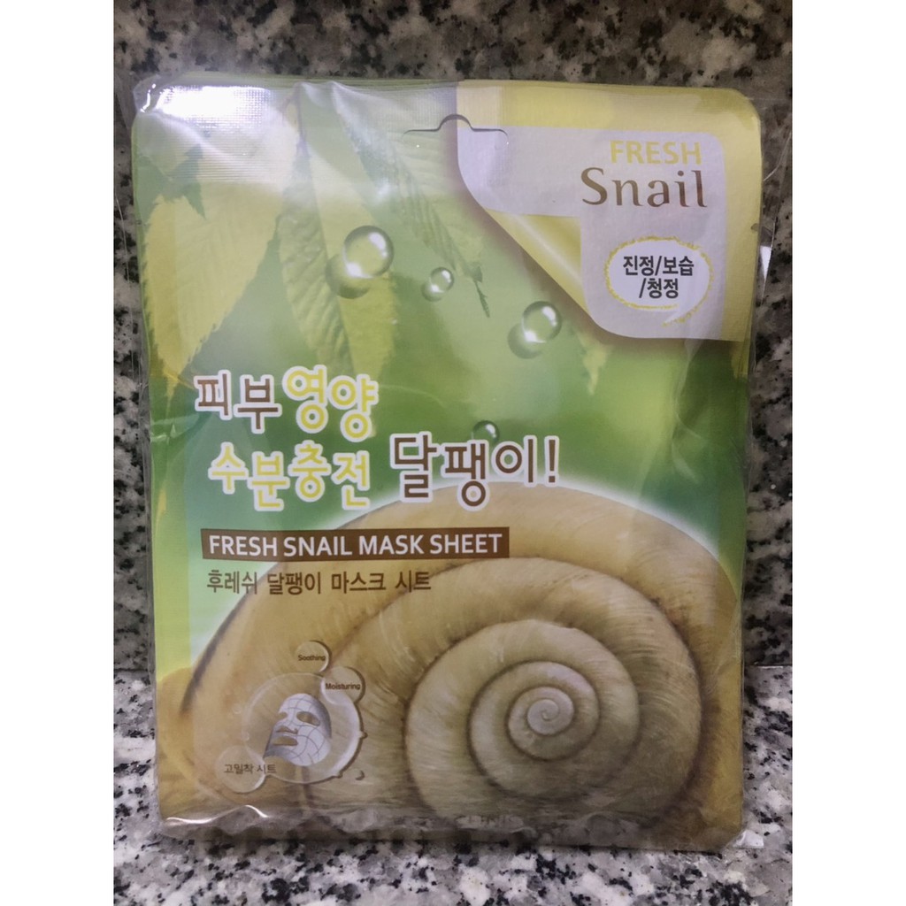 10 Miếng mặt nạ dưỡng ẩm da  Ốc Sên  3W CLINIC FRESH SNAIL MASK SHEET 23g Hàn Quốc