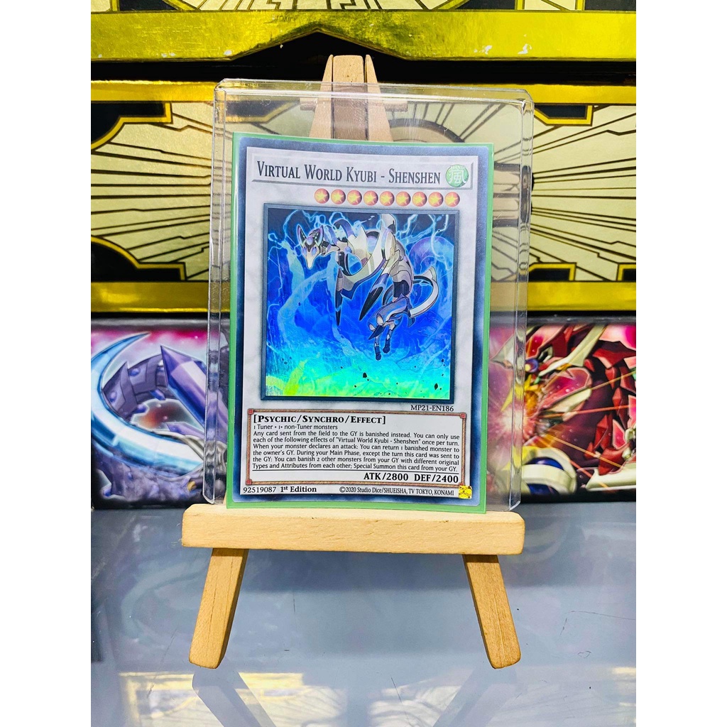 Lá bài thẻ bài Yugioh Virtual World Kyubi - Shenshen - Super Rare - Tặng bọc bài nhựa bảo quản