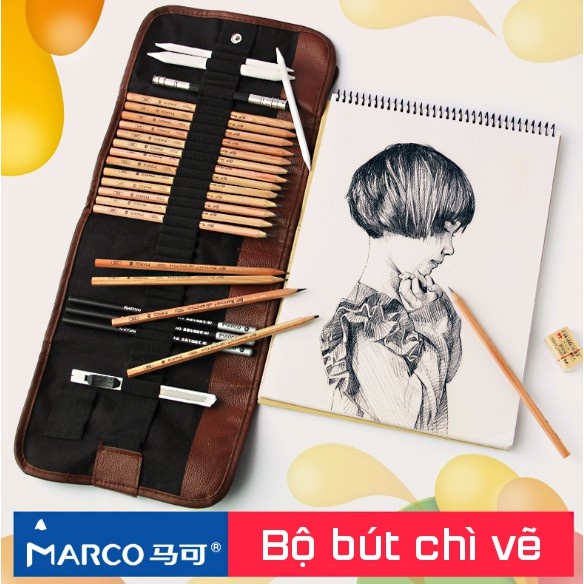 Bộ dụng cụ vẽ truyền thần+Tặng 1 bút chì Marco vẽ phác thảo,chân dung - B48