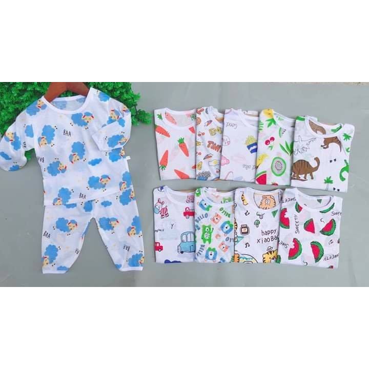 sét đồ bộ thời giang trẻ em cotton giấy dày tay babykishop QN02