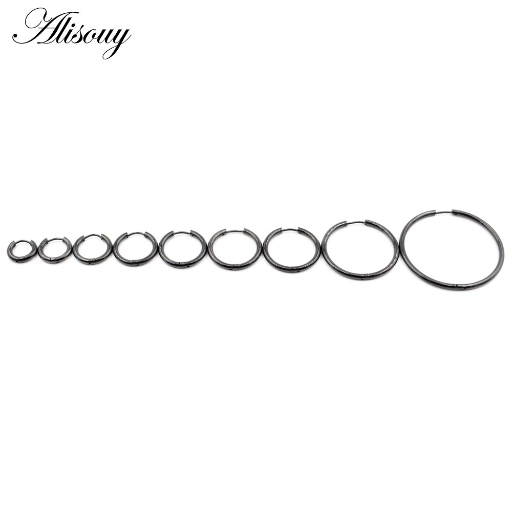 2 PC Thời Trang Mới Punk Unisex Thép Không Gỉ Vòng Tròn Bông Tai Nam Nữ Tai Hoop