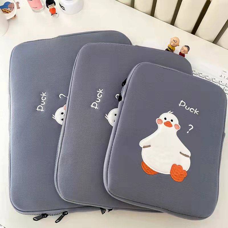 Túi đựng máy tính bảng in họa tiết vịt hoạt hình phong cách Hàn Quốc cho ipad 13inch 15inch