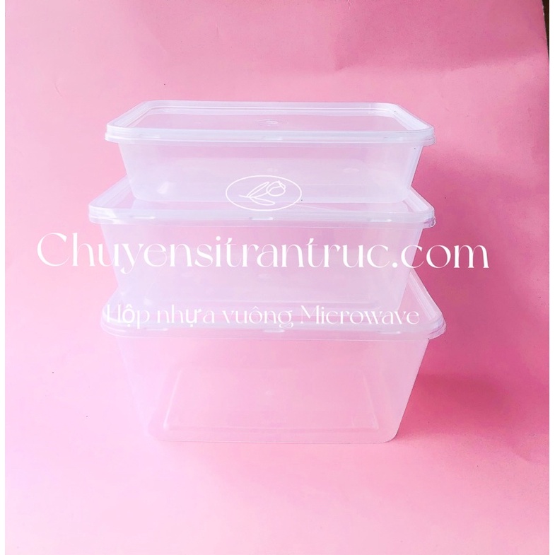[HÀNG LOẠI 1] Set 10 hộp nhựa vuông microwave kèm nắp đựng thực phẩm 550ml 750ml 1000ml ✓Thố chịu nhiệt tốt