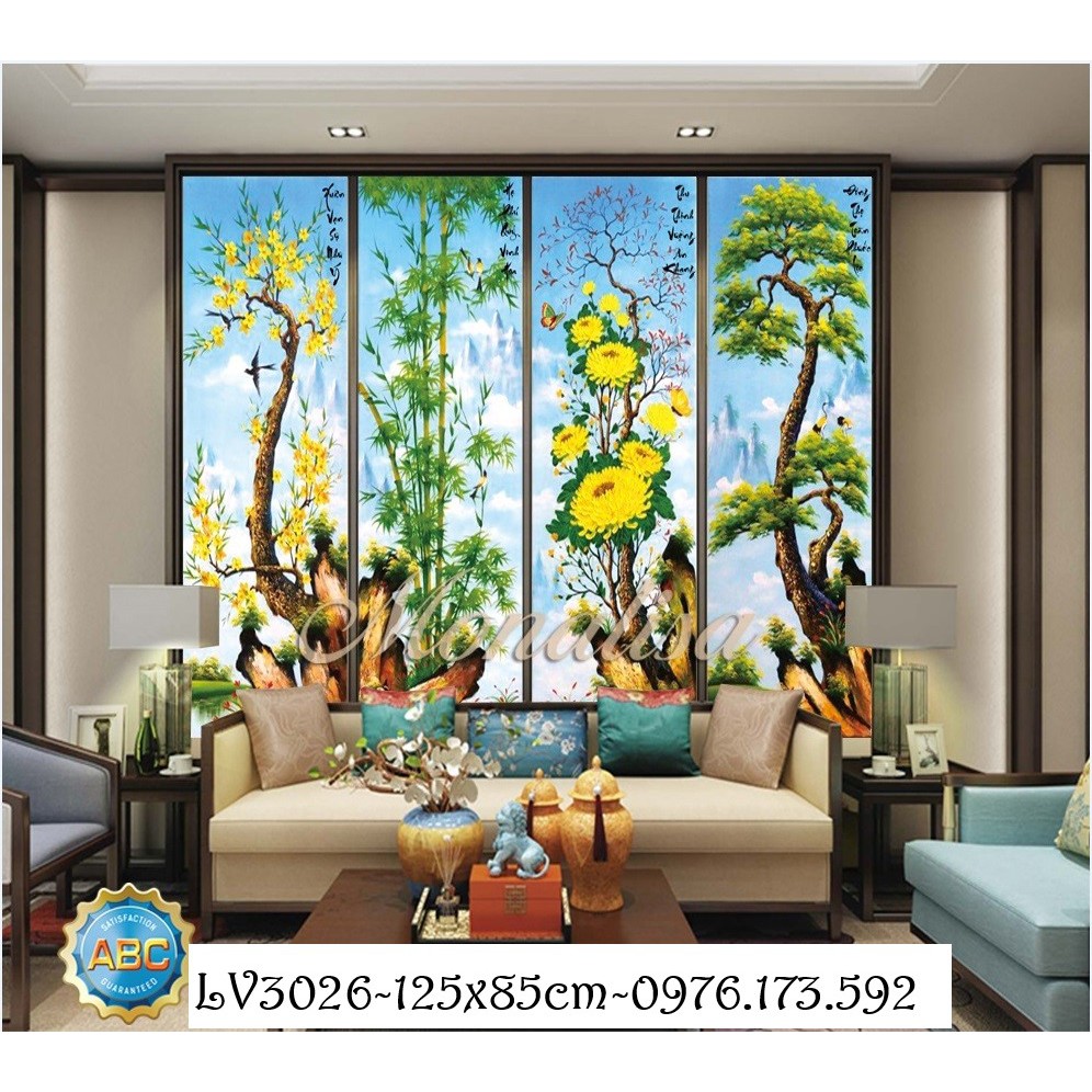 Tranh thêu chữ thập Tùng Cúc Trúc Mai I 125x85cm I LV3026
