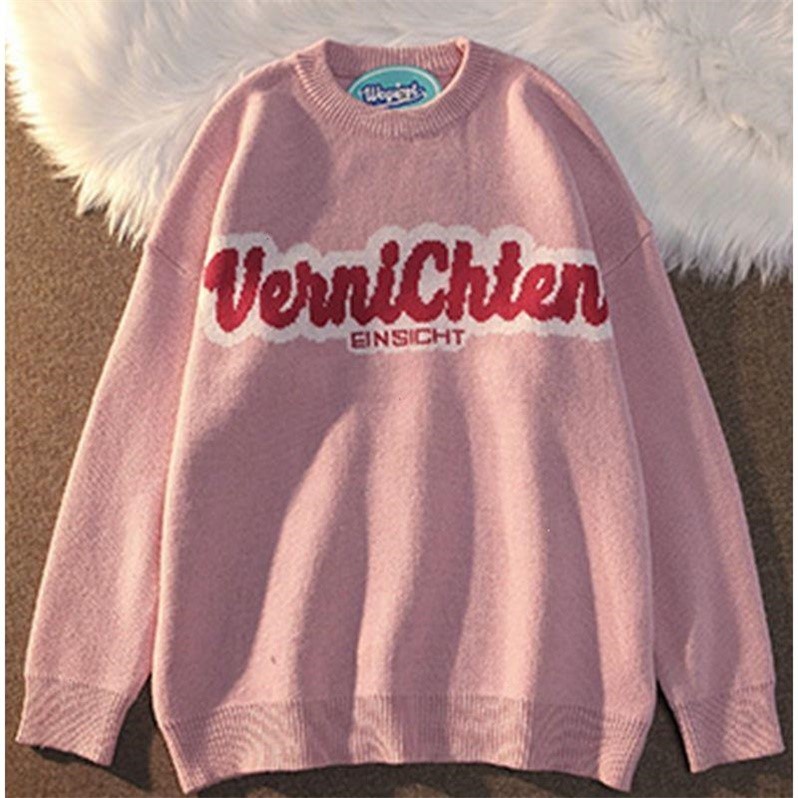 Áo sweater tay dài cổ tròn thêu chữ thời trang trẻ trung