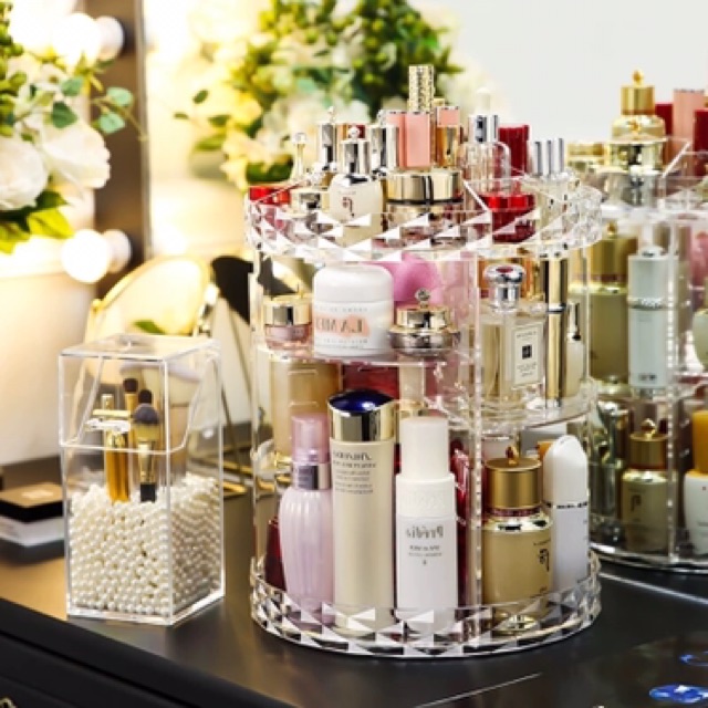 Kệ đựng mỹ phẩm xoay tròn meka hàng đẹp