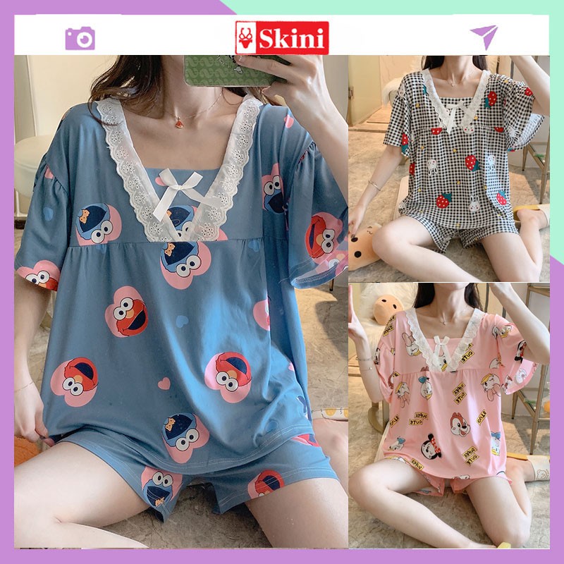 Đồ Ngủ Pijama, Bộ Pijama Hoạt Hình Phối Nơ Cực Dễ Thương-BDN25