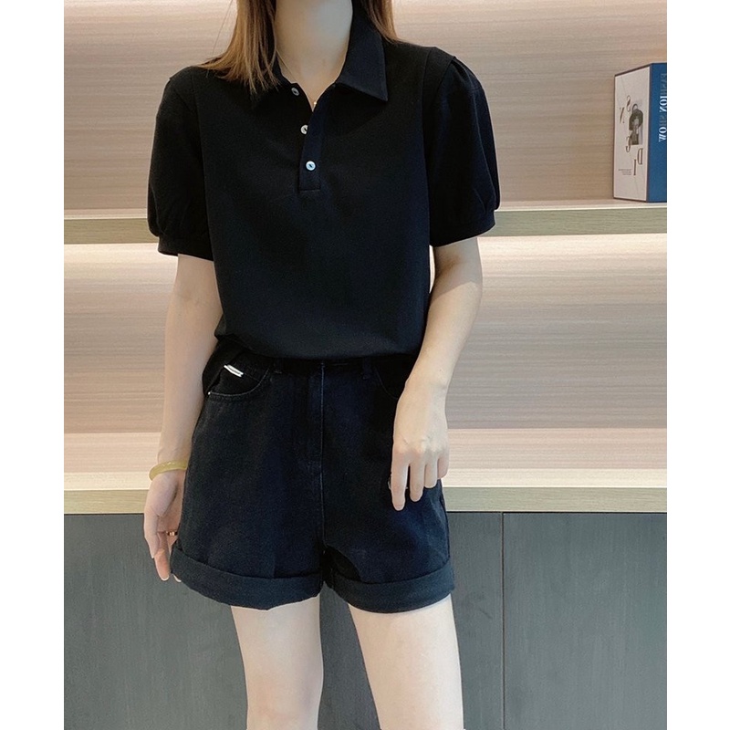 Áo polo nữ tạo kiểu điệu đà thời trang nữ Moonlight phong cách nhẹ nhàng, đi làm đi chơi đều sang chất liệu Cotton A17