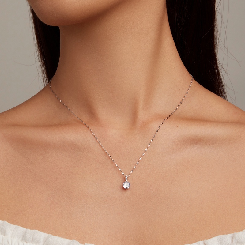 BAMOER Vòng cổ Bạc 925 ĐíNh Đá Zircon HìNh Tim ThờI Trang