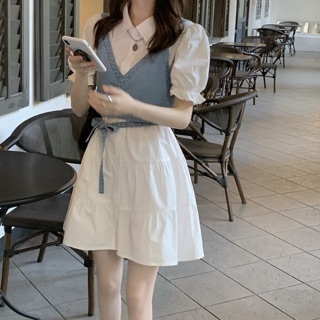 [Order] Set váy kèm yếm denim ulzzang