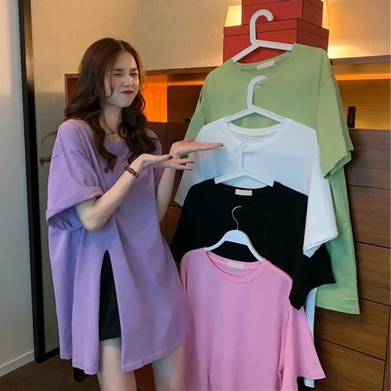 Áo Thun Tay Ngắn Cổ Tròn Dáng Rộng Plus Size Cho Nữ