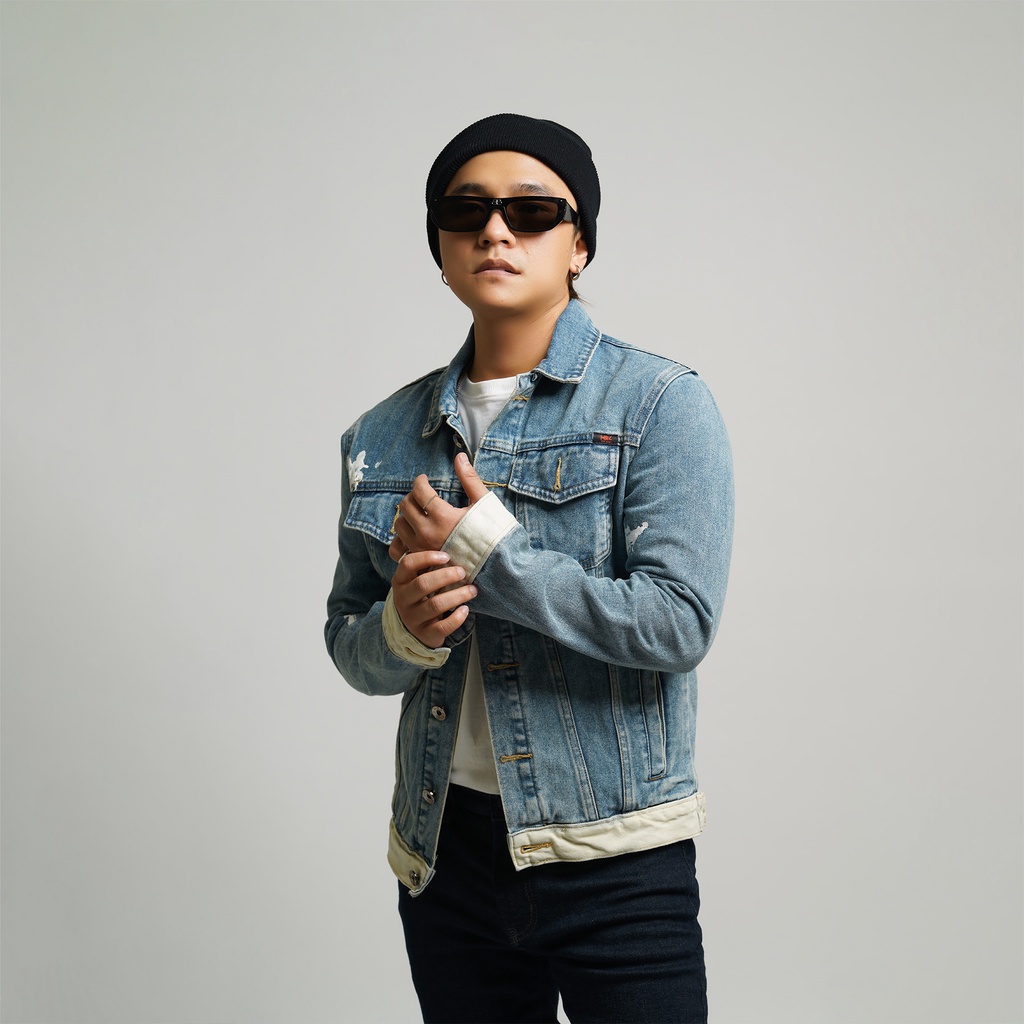 Áo khoác Jean nam basic màu xanh phối tay MRC 0042 - SN chất denim cao cấp, dày dặn, form chuẩn tôn dáng - CUONG STORE