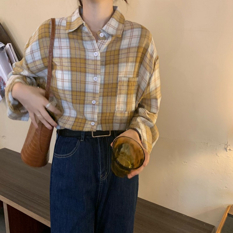 Áo Sơ Mi Kẻ Sọc Ca Rô Thiết Kế Mới Thời Trang Mùa Hè Cho Nữ