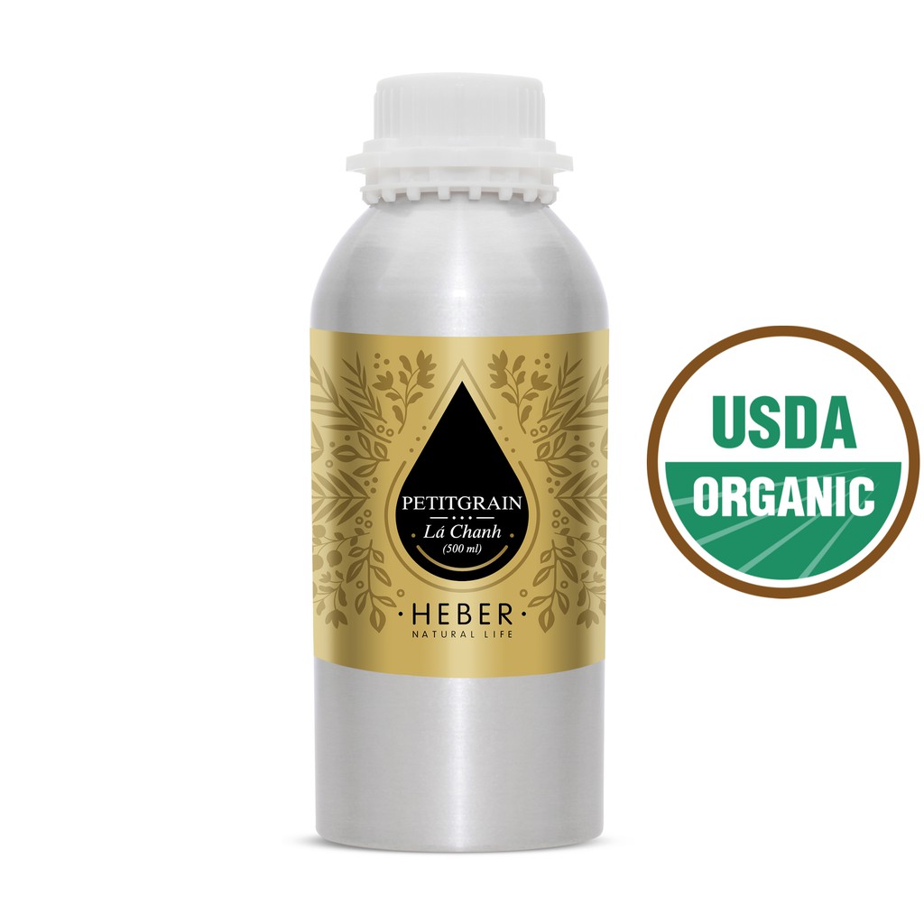 (Chai Lớn 500ml/1000ml)Tinh Dầu Lá Chanh Petitgrain Heber Natural Life, Cao Cấp Nhập Khẩu, Thiên Nhiên Nguyên Chất