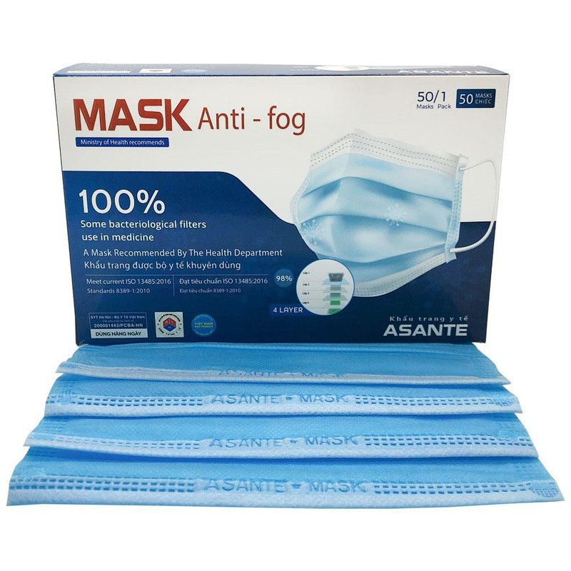 [50CÁI/1HỘP] KHẨU TRANG Y TẾ 4 LỚP KHÁNG KHUẨN MASK ANTI - FOG - HÀNG XUẤT KHẨU