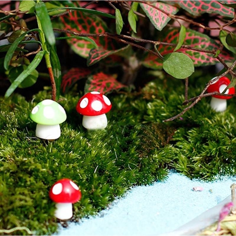 Set 10 mô hình cây nấm mini trang trí sân vườn