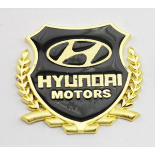 Bộ 2 logo Hyundai Motors kim loại dán ô tô