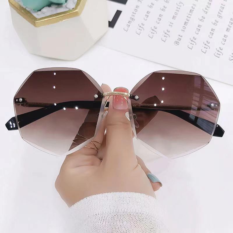 Kính mát gọng kim loại không gọng phong cách Âu Mỹ thời trang mới