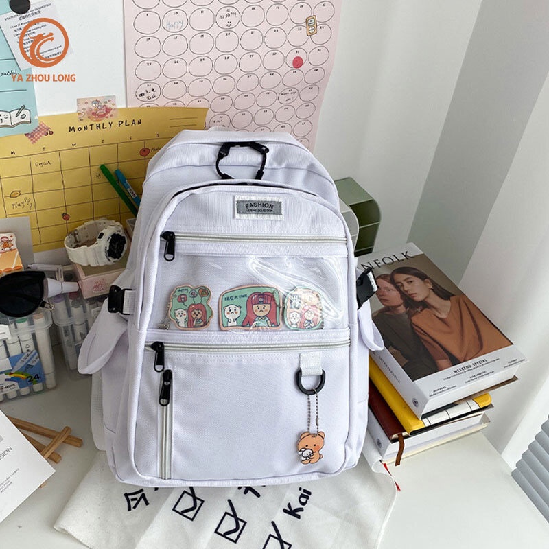 YA ZHOU LONG  Ba Lô Đi Học Mềm Mại Họa Tiết Hoạt Hình Sáng Tạo Kiểu Hàn Quốc Cho Nữ ins