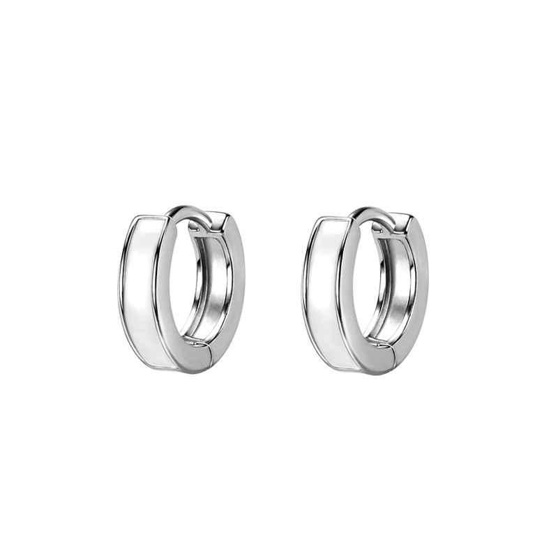 Nữ thời trang Hoa tai tròn đen trắng Hoa tai đơn giản kiểu Hàn Quốc