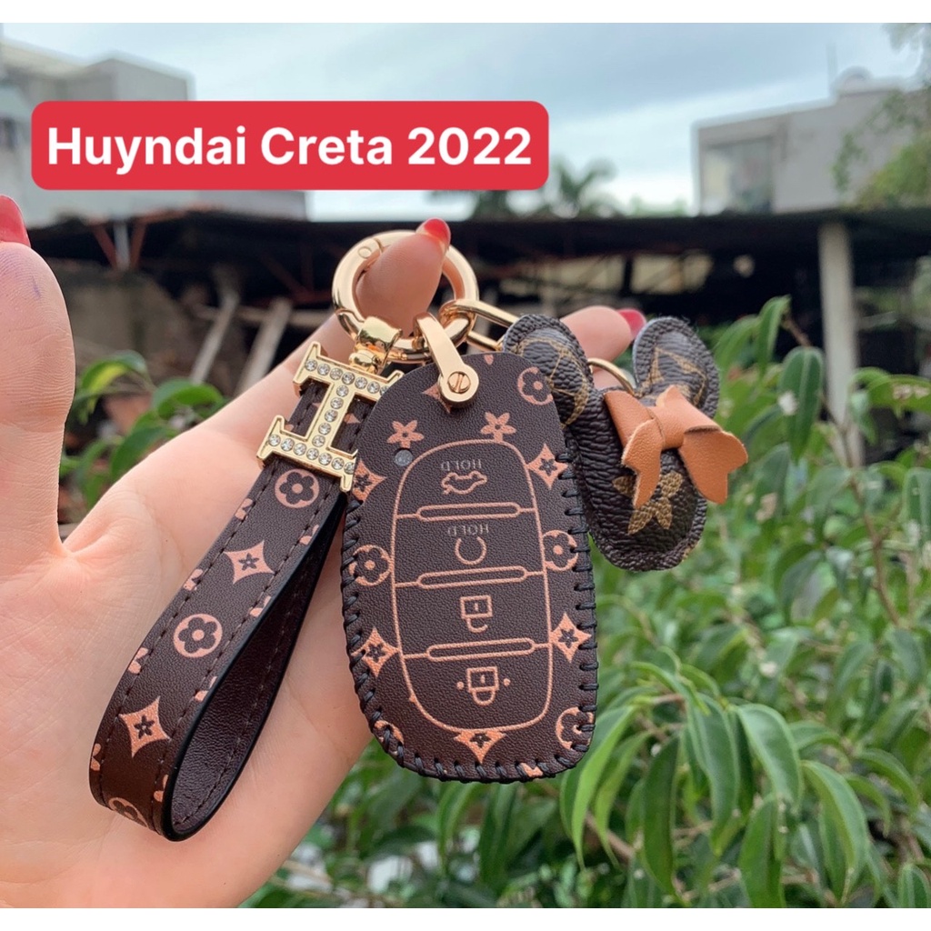 Bao da chìa khóa Hyundai Creta 2022 kèm Gấu LV sang trọng
