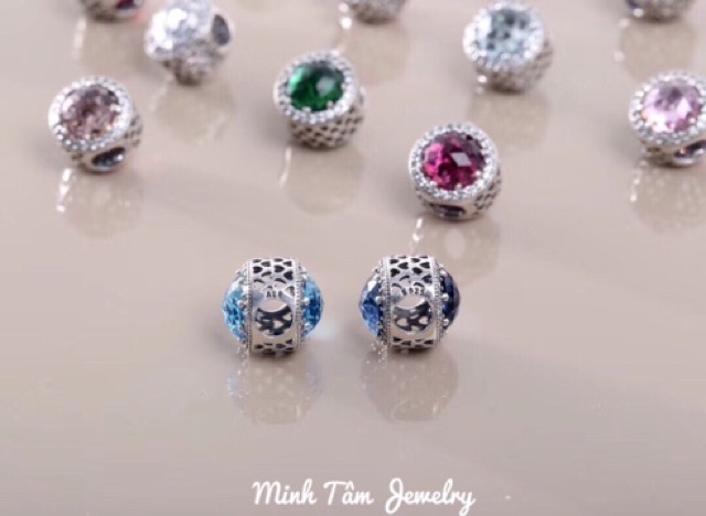 Charm Radian đá lồi đủ màu bạc chuẩn S925