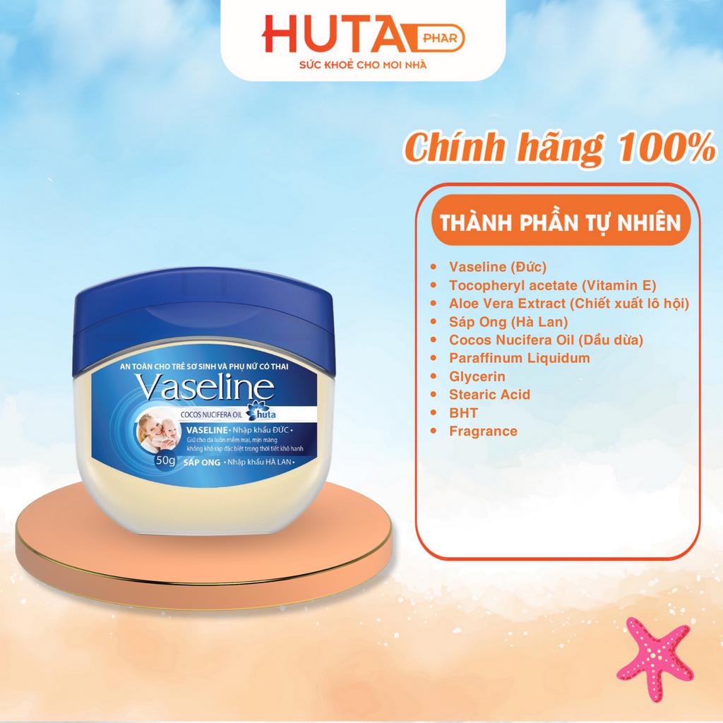 Sáp dưỡng ẩm - Vaseline 50g- HUTA PHAR, Giữ cho da luôn mềm mại, mịn màng trong thời tiết hanh khô
