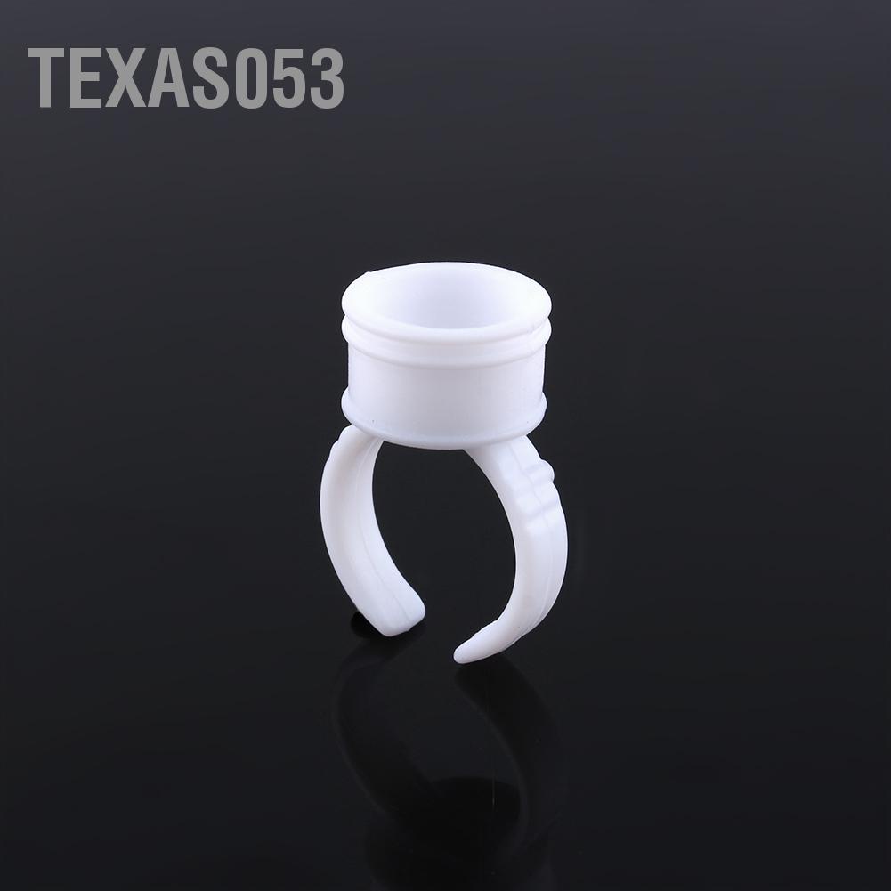 [Hàng mới về] Bộ 100 cái nhẫn đựng keo nối mi dùng 1 lần màu trắng bằng nhựa