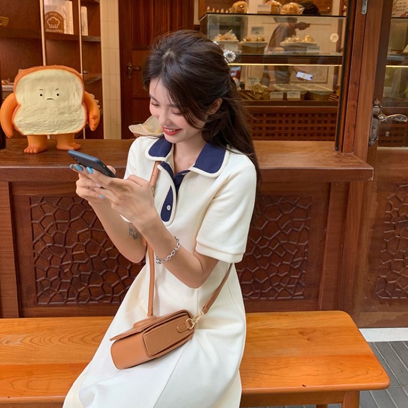 Đầm Dài Cổ Polo Ngắn Tay Thời Trang Mùa Hè Dành Cho Nữ 2022