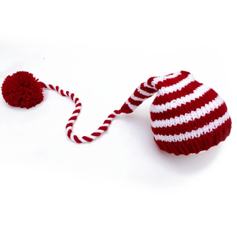 ❀INN Baby Long Tails Christmas Hat Newborn Photography Props Baby knitting Hats Photography Props