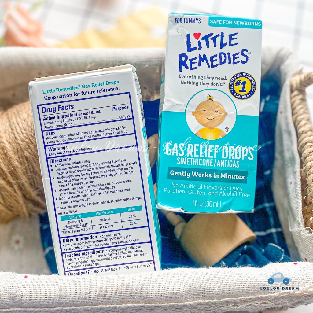 Tiêu ga Little Remedies cho bé từ sơ sinh - Gas Relief Drops 30ml chính hãng Mỹ [BAY AIR US]