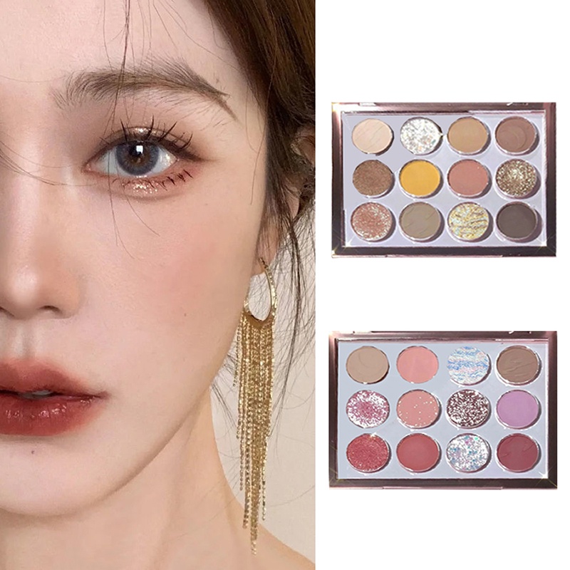 Bảng Phấn Mắt 12 Màu Nhũ / Lì Lâu Trôi Làm Sáng Da