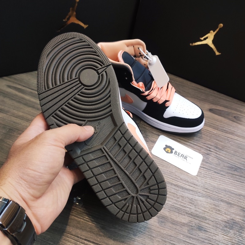 [Bear.sneaker] Giày JD1 Mid “Peach Mo cha” bản SC (Da xịn-form chuẩn-dày dặn)