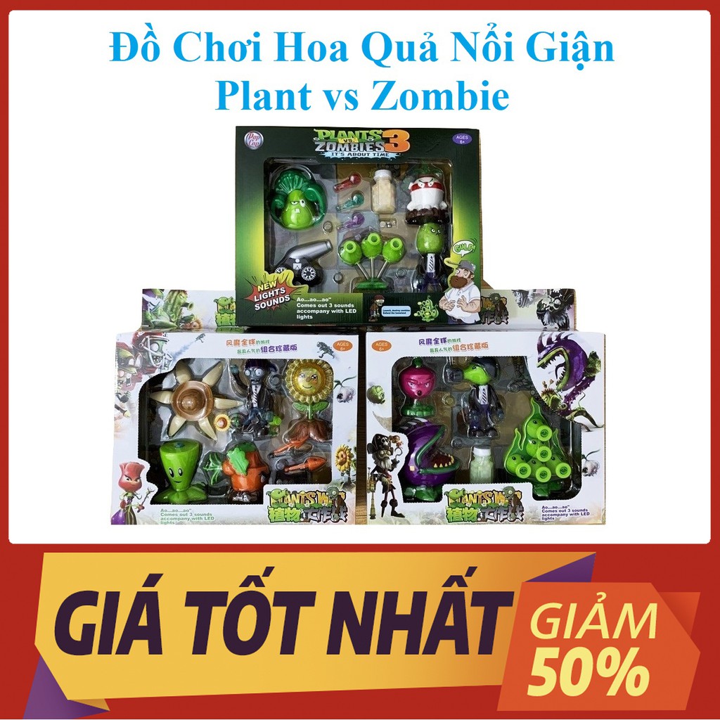 Đồ Chơi Hoa Quả Nổi Giận - Đồ Chơi Plant vs Zombie Cao Cấp, Có 3 Mẫu Lựa Chọn, Chơi Theo Đội Nhóm Vui Nhộn