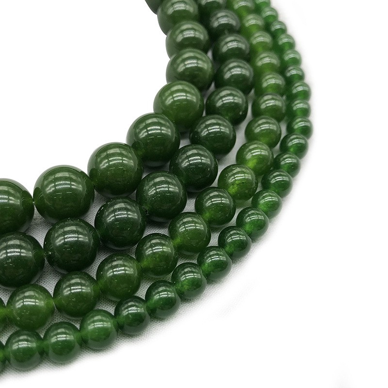 Chuỗi Hạt Đá Chalcedony Màu Xanh Lá Cây Đậm, Kích Cỡ 4-14mm