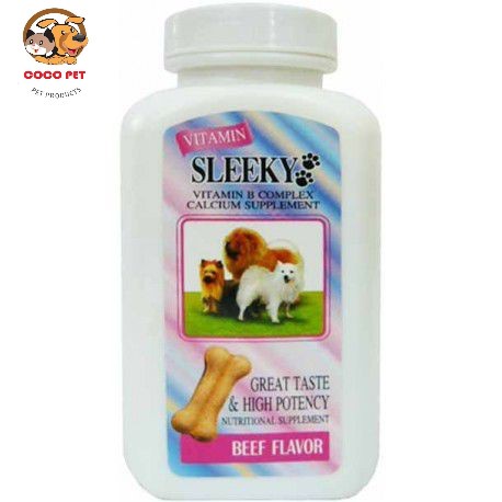 Canxi Thái Sleeky Cho Chó Mèo - Viên Nhai Bổ Sung Canxi, Vitamin Cho Chó Mèo Vị Bò, Gà