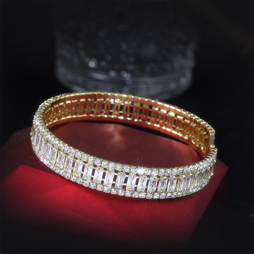 Vòng Tay Hở Đính Đá Zircon Đơn Giản Thời Trang Dự Tiệc Cưới Cho Nữ