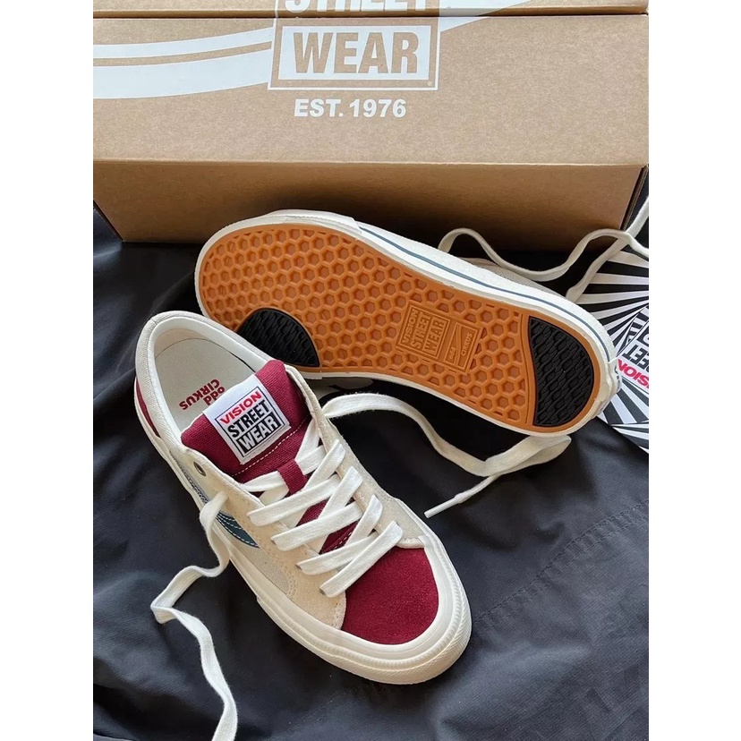 Giày Sneaker ODD CIRKUS X VISION Cổ Thấp Chất Liệu Da Lộn Màu Xám Mã Não Thời Trang Đường Phố Cho Nam Và Nữ-Vi2