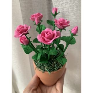 chậu hoa Hồng đất sét mini L