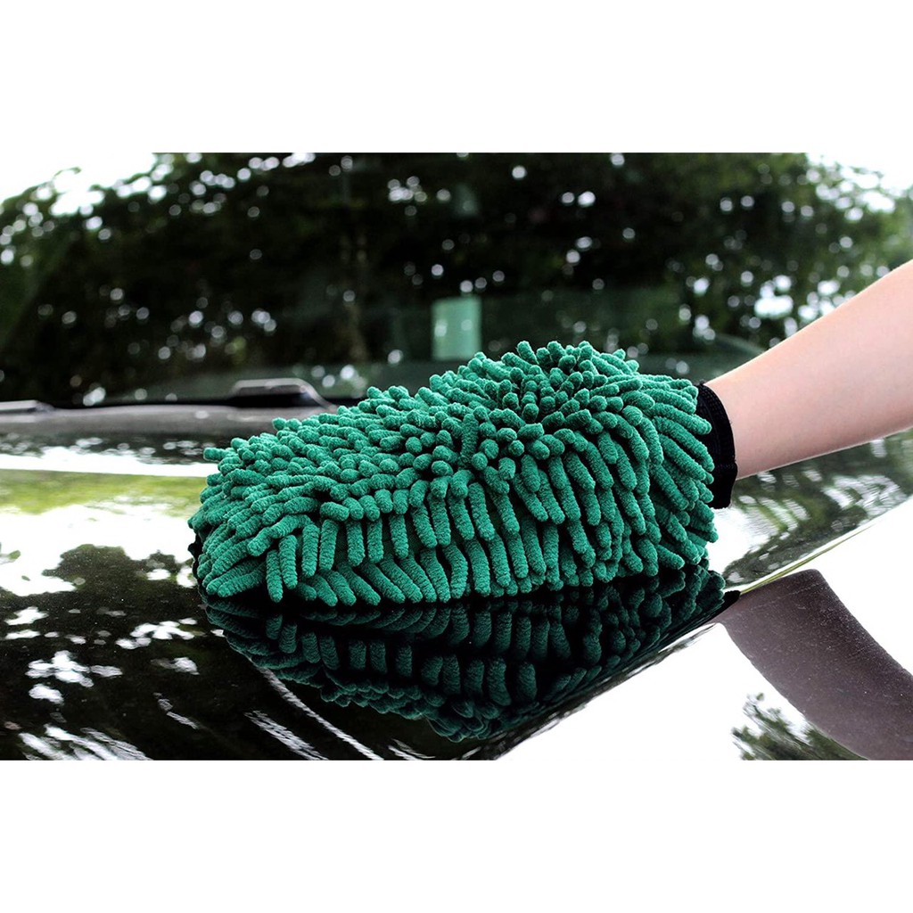 Găng tay rửa xe siêu mềm màu xanh lá sợi Microfiber giữ bọt MAXSHINE Crazy Micro-Chenille Wash Mitt 24x17cm