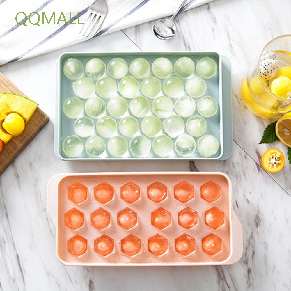 Khuôn Nhựa Làm Đá Viên 18 / 33 Ngăn Hình Tròn 3d Nhiều Màu Sắc