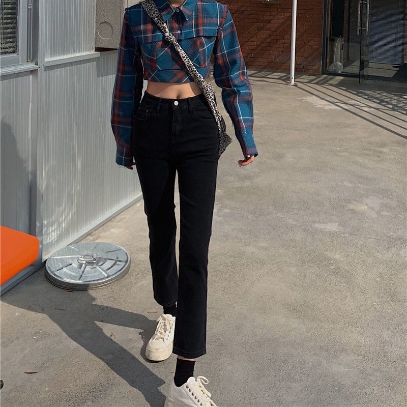 COZOK Quần Jean Lưng Cao Dáng Ôm Kiểu Hàn Quốc Hợp Thời Trang