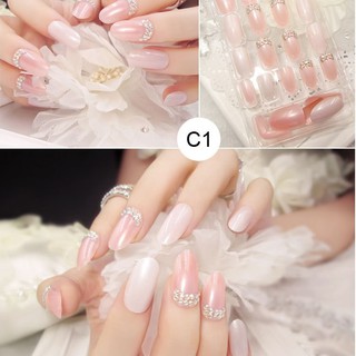 Bộ Nail 24 Móng Tay Giả Họa Tiết C1 [Tặng Dũa+Keo+Miếng Dán]