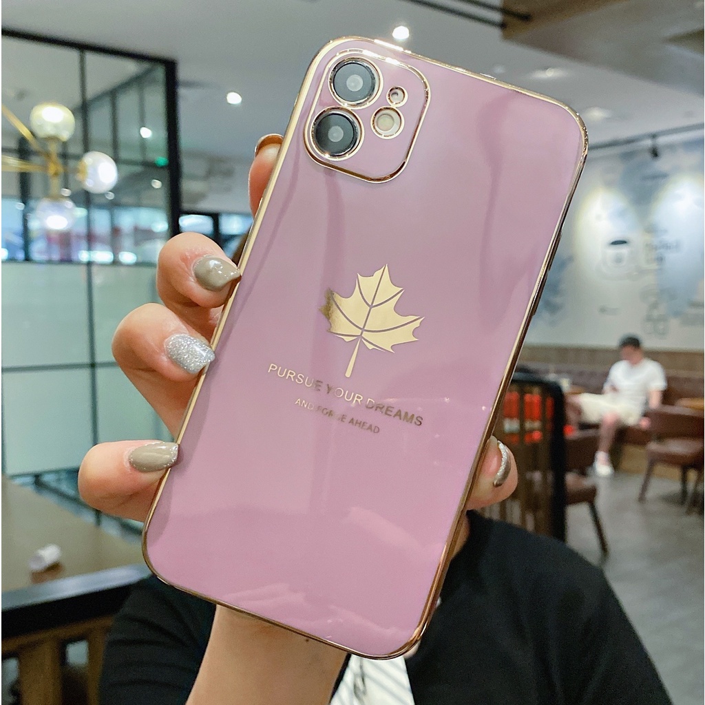 Ốp điện thoại họa tiết lá phong cho OPPO A16 A54 A15 A15S Reno 6 5G Reno5 A53 A3S A5S A5 A9 A7 A12 A52 A92