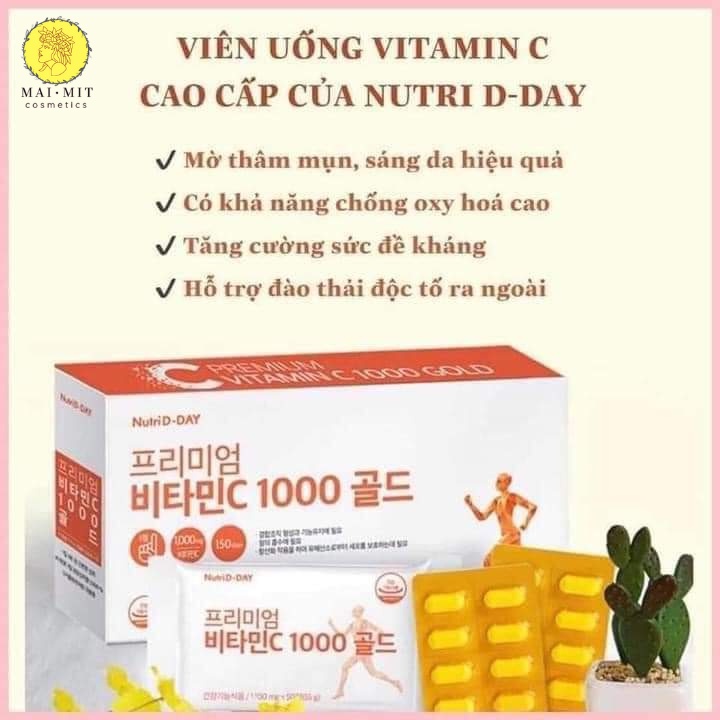 Viên Uống Vitamin C 1000mg Nutriday Chống Nắng Trắng Da Hàn Quốc