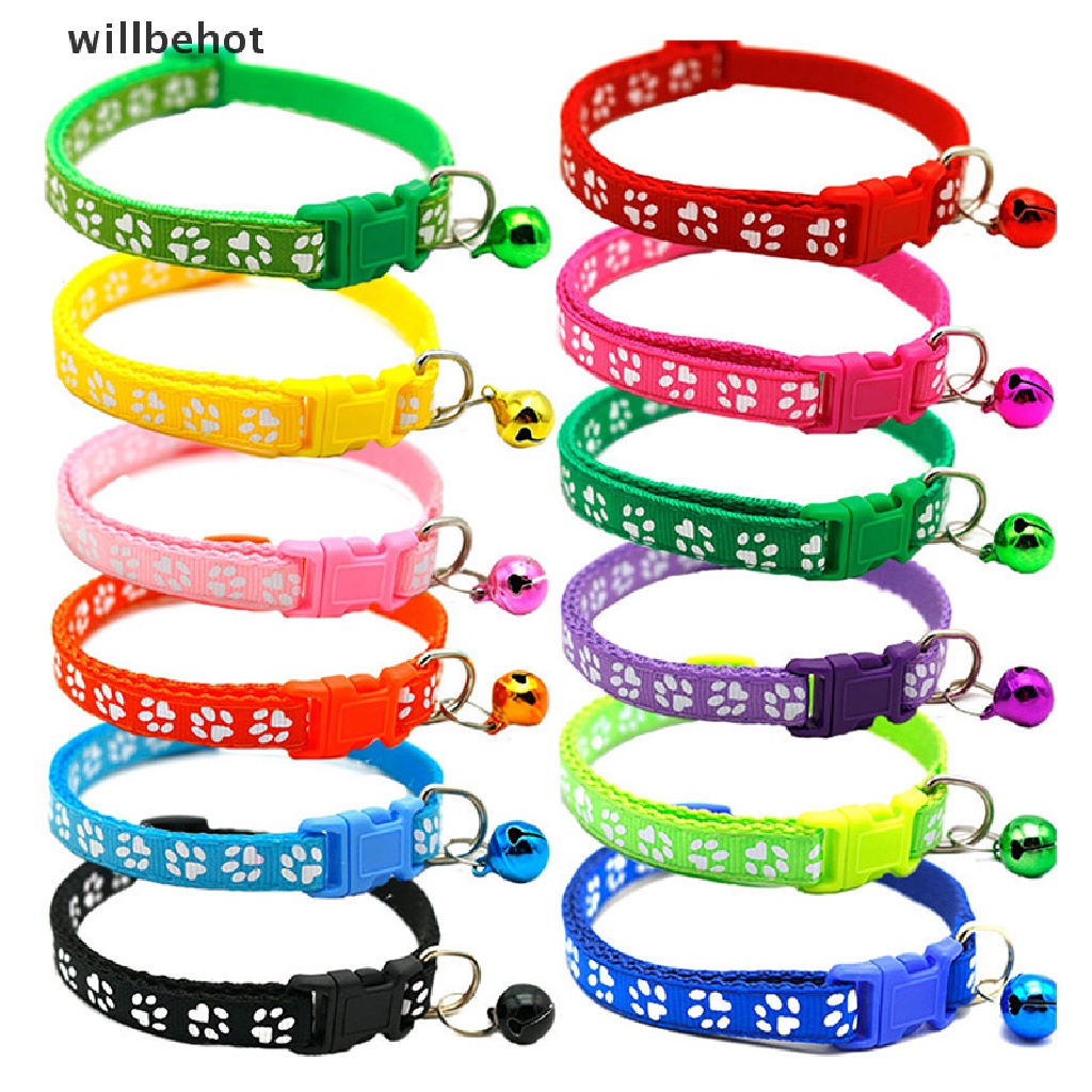 Vòng Cổ Gắn Chuông In Hình Dấu Chân Dễ Thương Tùy Chỉnh Kích Thước Cho Thú Cưng