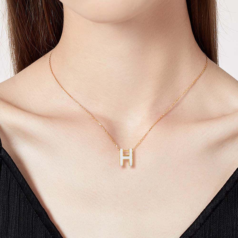 Vòng cổ Choker Bằng Thép Titan Mặt Chữ H Thời Trang Cho Nữ