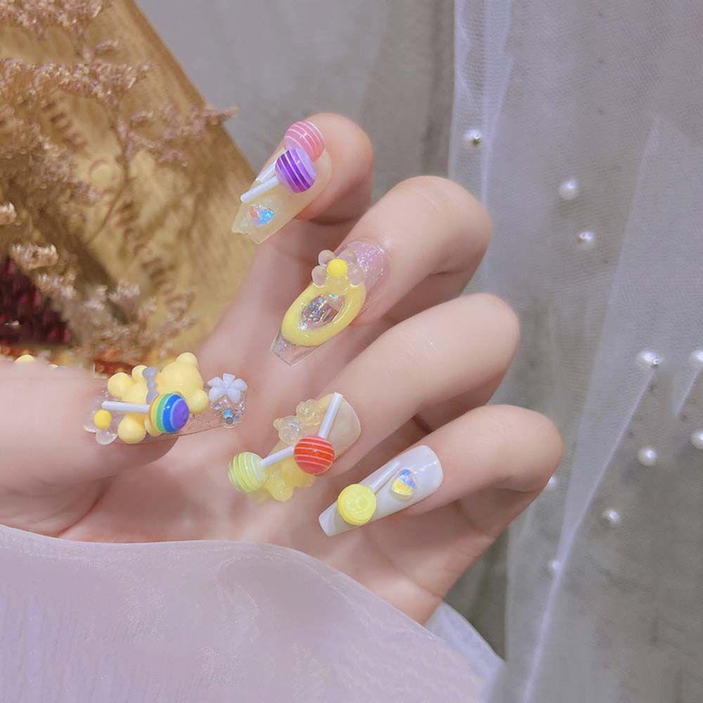 Phụ Kiện Trang Trí Móng Tay Hình Kẹo Mút Nhiều Màu DIY