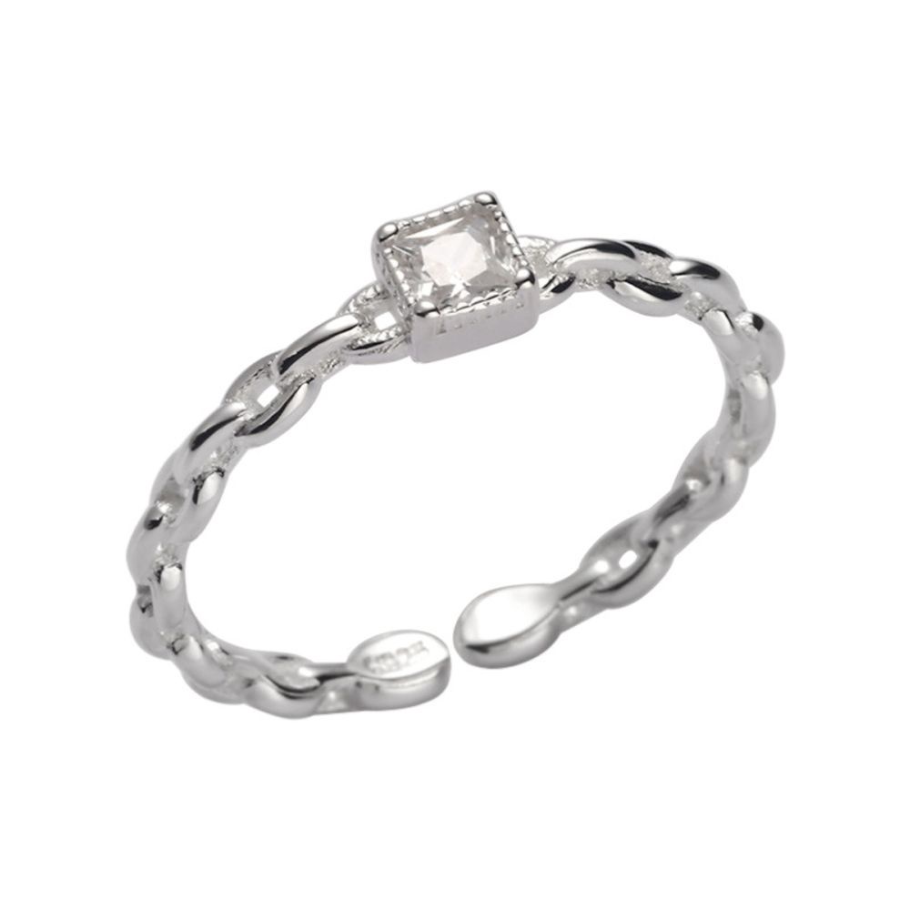 Nhẫn đính đá zircon hình vuông phong cách Hàn Quốc thời trang dành cho nữ