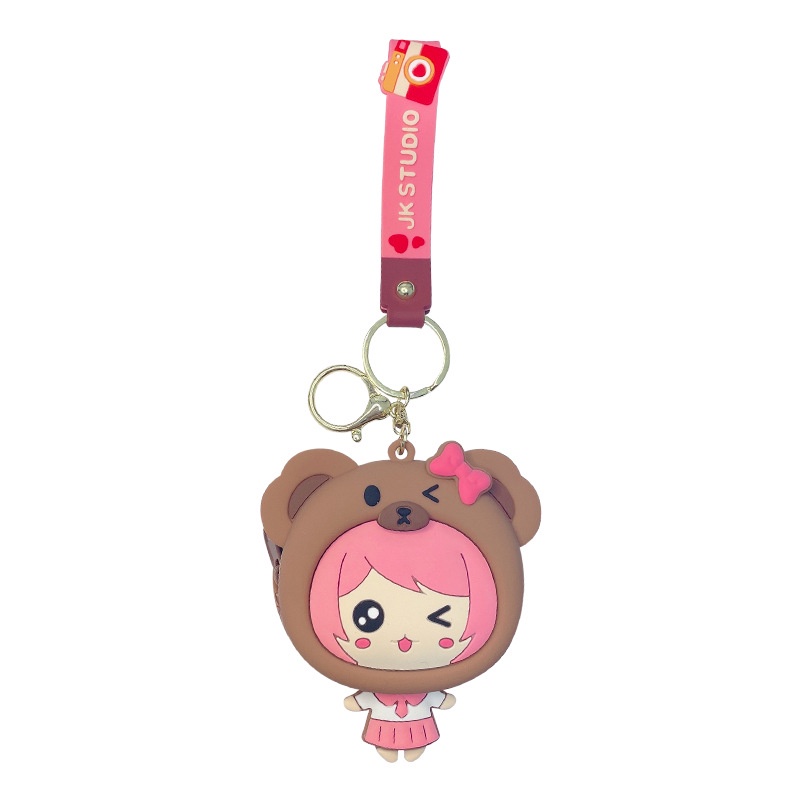 Hoạt Hình Túi Đựng Tiền Xu / Tai Nghe Bằng Silicon Hình Cô Gái Xinh Đẹp